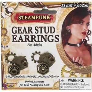 Steampunk - Gold Gears -clip on- can be worn as earrings, cufflinks or on collar